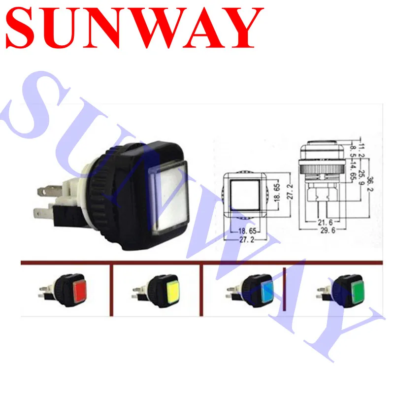 27*27 мм небольшой квадратный светодиодный светильник с подсветкой кнопочный переключатель для игрового автомата казино игровой автомат микро переключатели