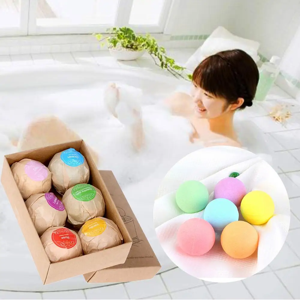 

6pcs Different Fragrance Natural Relax Stress Relief Spa Bath Bombs Ball Set natural bath salts bath bomb Gifts set Random Style