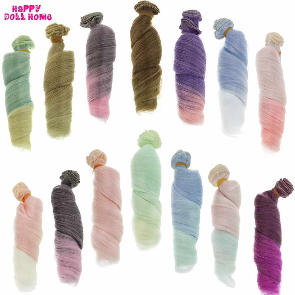 1х DIY кукольный парик 15*100 см градиент волнистые волосы для Blythe SD BJD 1/3 1/4 1/6