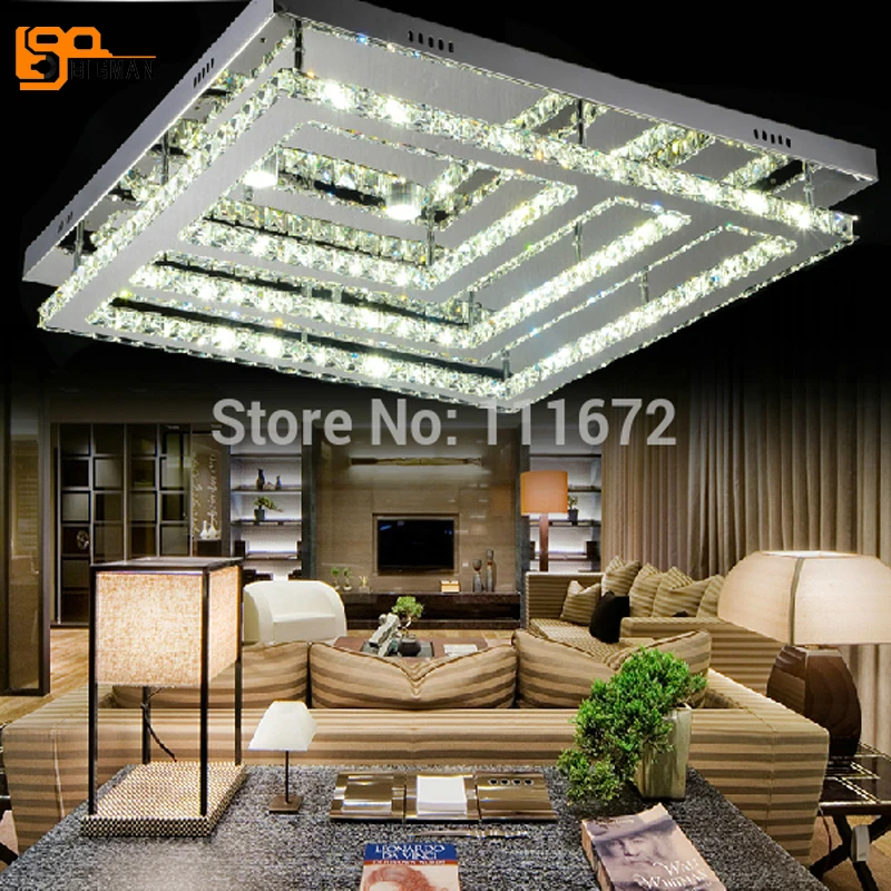 

new modern chrome crystal chandelier LED avize Length 80cm luxury foyer lights free shipping