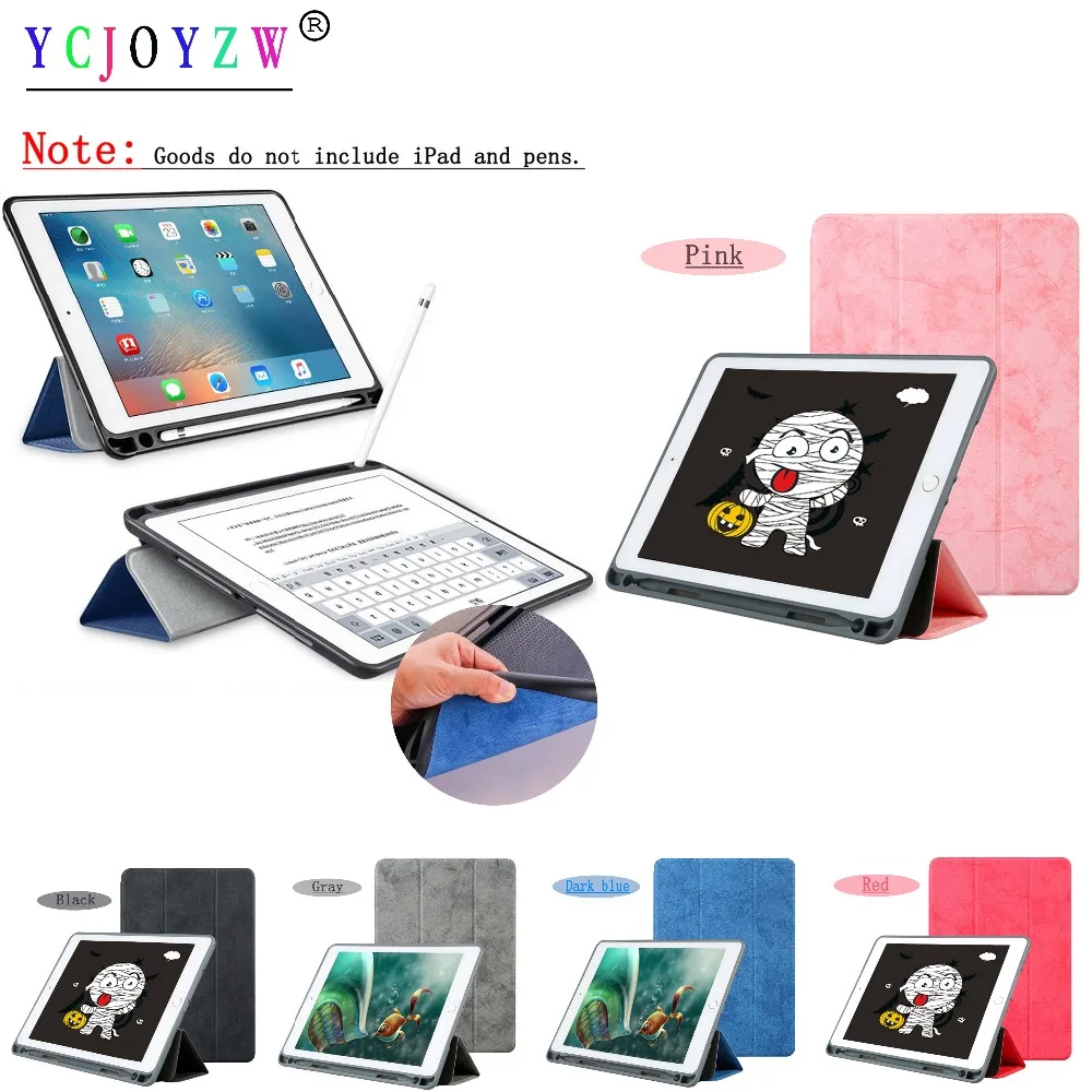 

Case Smart Cover For Apple New iPad 9.7 inch (2017/2018)/Pro 9.7/Air 1/Air 2. PU leather+silicone Sleep Wake Tablet case-YCJOYZW