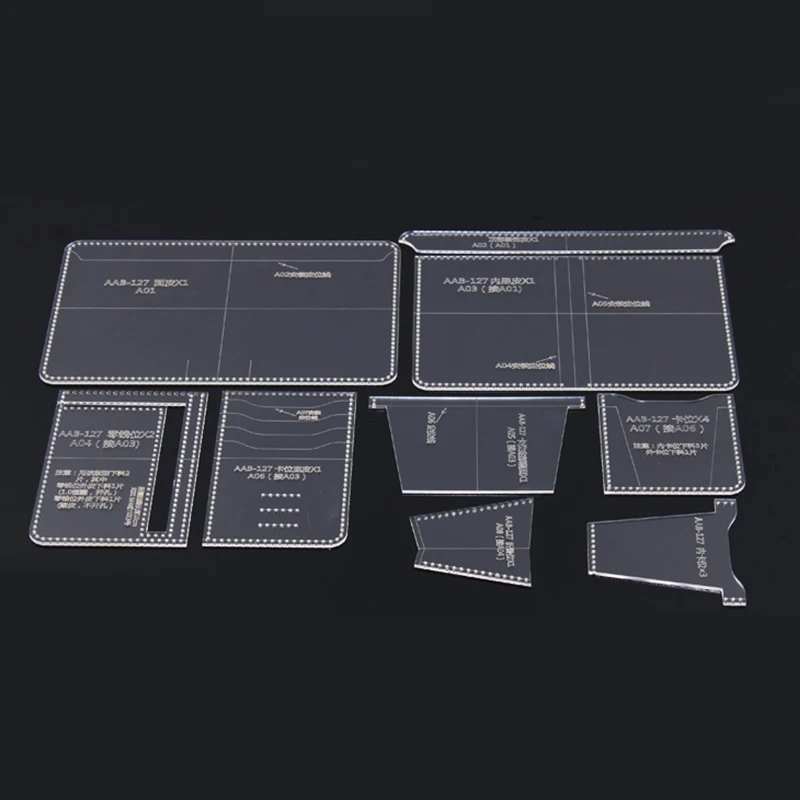 Ceny Szablon akrylowy 1 zestaw skórzany szablon strona główna Handwork Leathercraft wykrój do szycia narzędzia akcesoria mężczyźni w formie portfela z wzorem 10*13.5*1.5cm