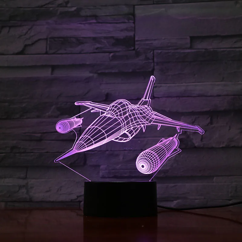 

Usb 3d Led Night Light F-16 Fighting Falco Plane Warcraft Model Illusion Fighter Decorative Lights Warplane Table Lamp Bedside