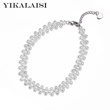 YIKALAISI 925 стерлингового серебра ювелирные изделия жемчужный браслет, украшение натуральный пресноводный жемчуг браслет для свадьбы