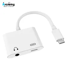 Ascromy 2в1 usb type C до 3,5 мм разъем для наушников аудио адаптер сплиттер для нового Apple iPad Pro 11 12,9 дюйма type-C