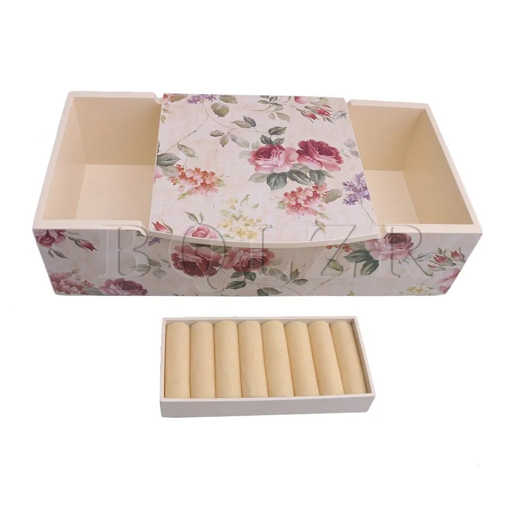 

BQLZR 36x19x9cm Multicolor Wooden Rose Flower Pattern Desktop Storage Box Home Office Organizing Accessory