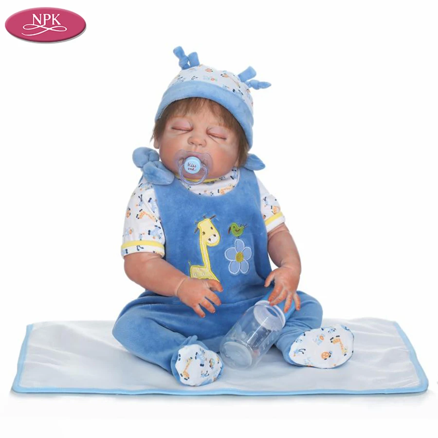 

NPK 23" Lifelike Baby Boys Real Born Dolls Full Body Soft Silicone Reborn Baby Doll Princess Girl Bath Toys Bebe Reborn Boneca