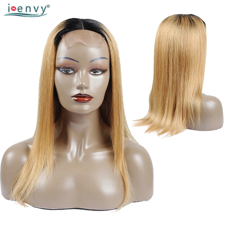 Блондинка Синтетические волосы на кружеве парик с темно корень перуанские прямые Ombre парик для черный Для женщин Цветной 1B 27 Синтетические