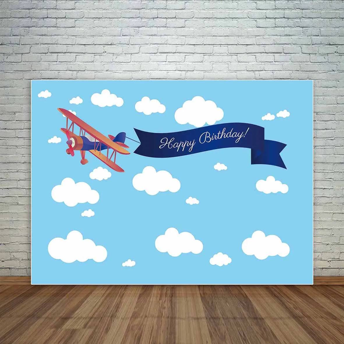 Allenjoy фотофоны голубое небо облако мультфильм самолет Мальчики День Рождения Лента детский фон fotografia фотосессия