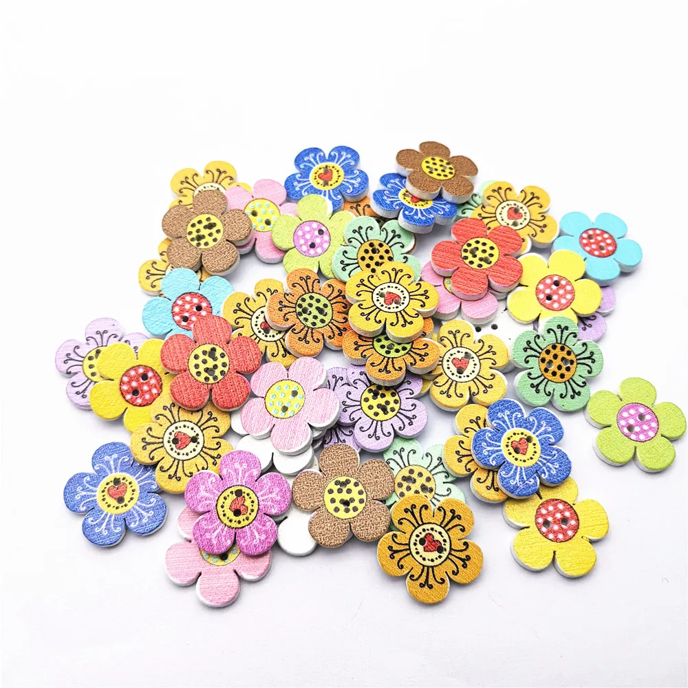 250PCs 2-hole Wooden Buttons Handmade With love 20mm Scrapbooking /& Sewing