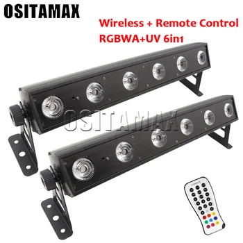 

2Pcs/Lot 6X12W LED RGBWA+UV 6in1 Led Wall Wash Light wireless DMX Led Bar Wash Stage Light Party Wedding free shipping