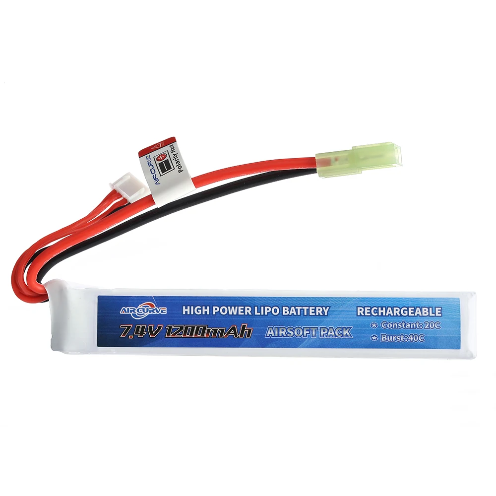 Кривой Air lipo AEG Airsoft Батарея 7.4 В 1200 мАч 20c пистолет мини для страйкбола Пистолеты