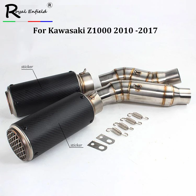 

Motorcycle Stainless Steel Middle Connecting Pipe With 51mm Exhaust Tubes System Silp on for Kawasaki Z1000 2010 2011 2012-2017