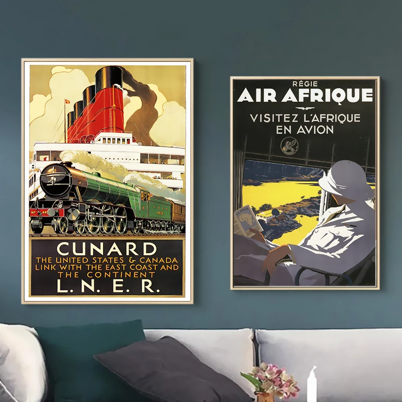 

Vintage Advertising Poster Cunard & the Flying Scotsman Classic Canvas Paintings Vintage Wall Posters Stickers Home Decor Gift