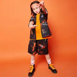 Модная одежда для бальных танцев в стиле джаз Детские костюмы в стиле хип-хоп для девочек, этап танцевальной одежды, танцевальный костюм