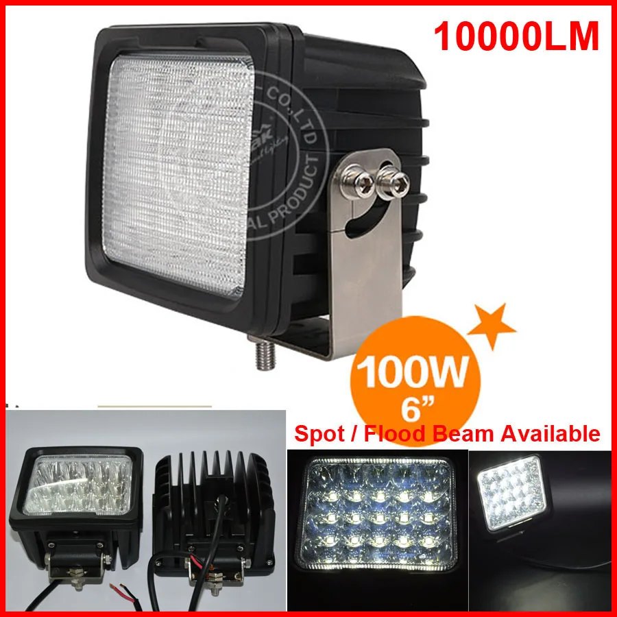 

2PCS 6" 100W 20LED*5W CRE LED Driving Work Light Square Offroad SUV ATV 4WD 4x4 Spot /Flood Beam 9-30V 10000lm POWER Heavy Duty