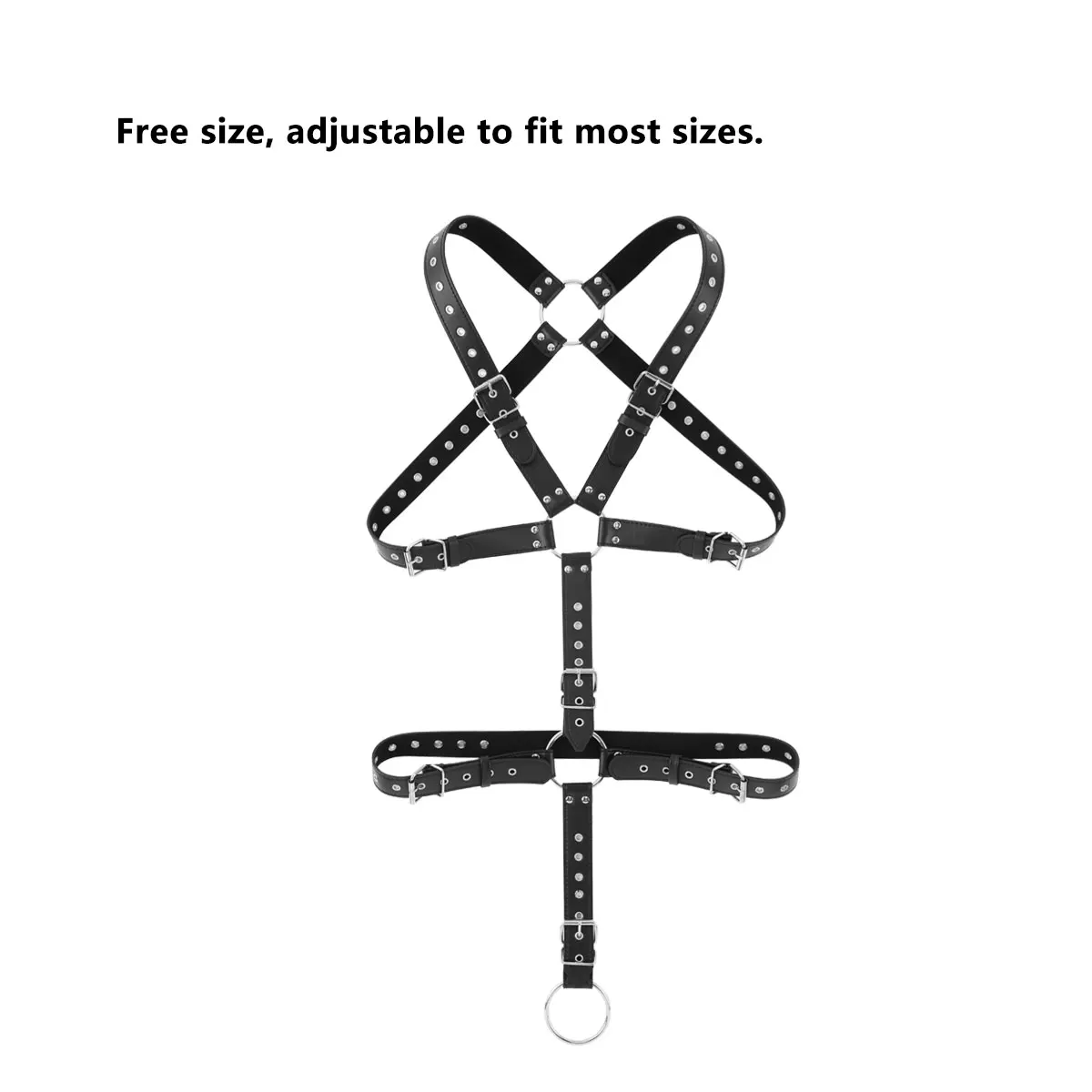 YiZYiF Men Harness Belt Waist Strap Pu Leather Full Body Chest Detachable Straps With O-rings Sexy Male Erotic Belts -Zentai shop online