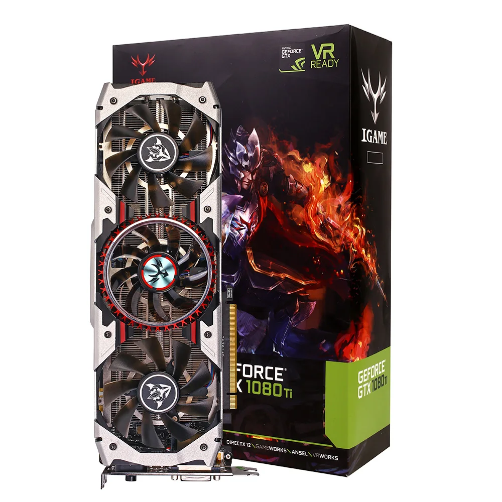 

Colorful iGame GTX1080Ti Vulcan AD Gaming Video Graphics Card 1708MHz 11GB GDDR5X 352bit SLI VR Ready Gamer Desktop Super
