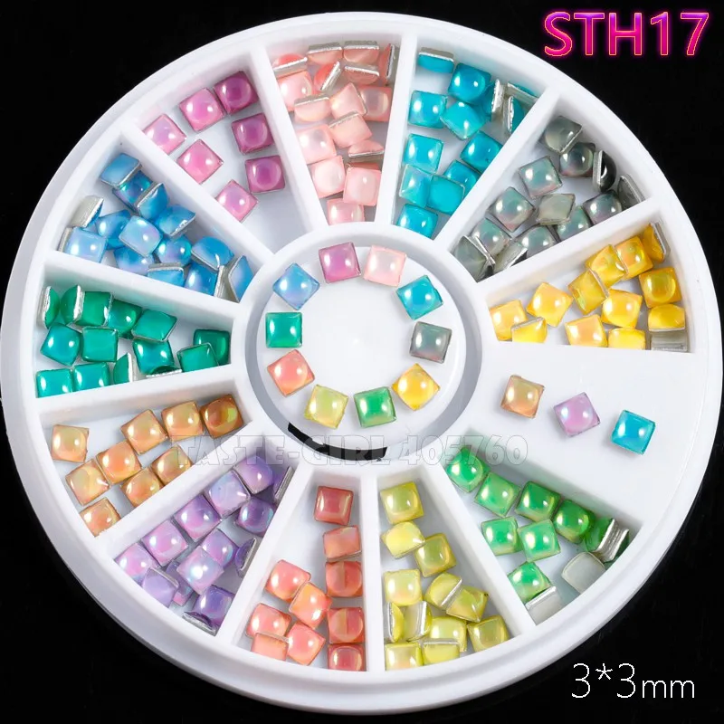1 колесо различных блестящих круглых квадратных овальных прямоугольников лимпид амбор раковины камни акриловые наклейки со стразами дизайн маникюра - Цвет: STH17
