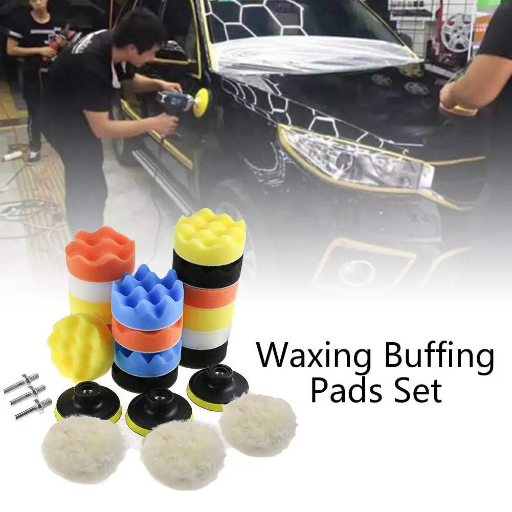 

25PCS 3 Inch Car Polishing Sponge Kit Buffing Pads Woolen Waxing Wheel Pads For Machine Polisher Car Furniture Metal Tool Set