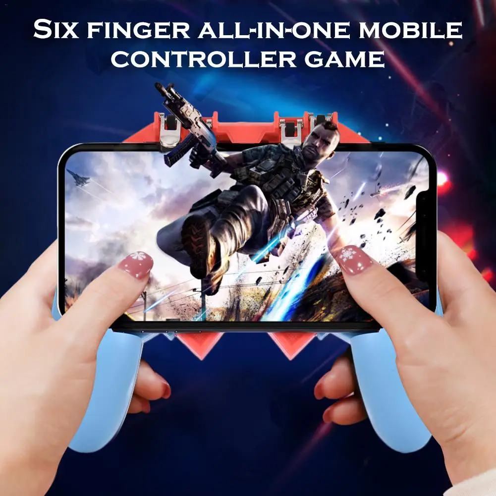

AK65 PUGB Handle Mobile Game Controller Six Finger All - In - One Mobile Controller Game Free Fire Button Joystick Gamepad