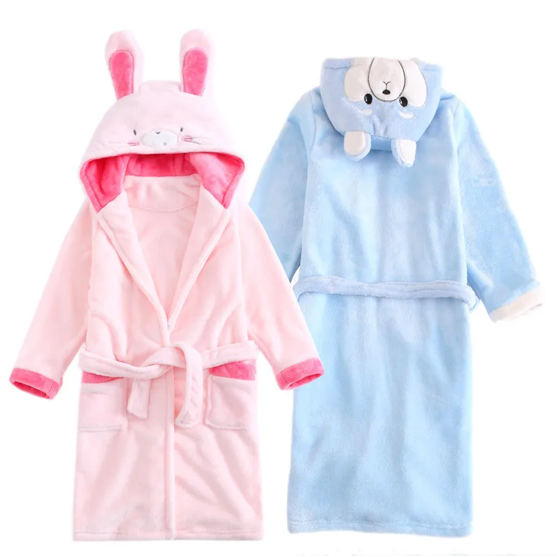 

Kids Autumn Winter Robe Soft Flannel Animal Long Sleeve Hooded Bath Robes Girls Boys Pajamas Children's Sleepwear Baby Clothes