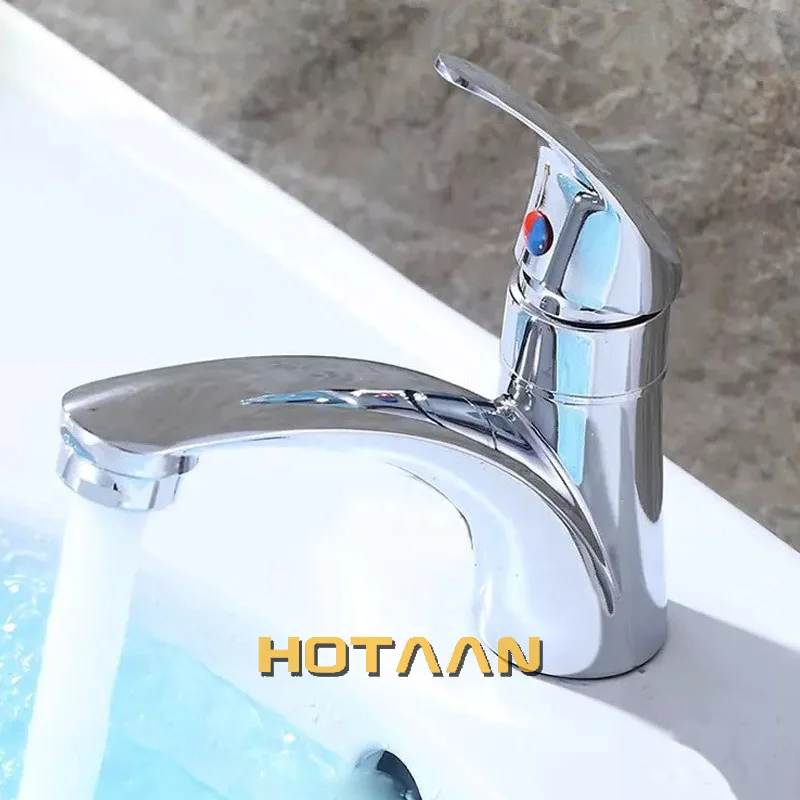HOTAAN,, одна ручка, одно отверстие, смеситель для ванной комнаты, Одноместный, холодный, медный, для раковины, смеситель для воды, хромированная отделка