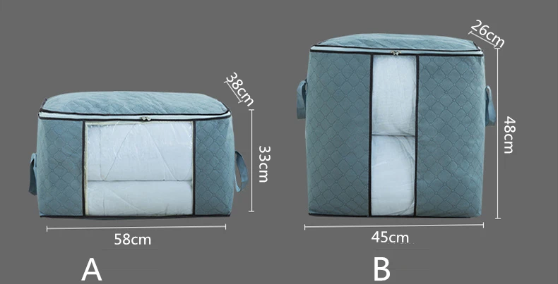 Easy Tidy Non-Woven Farbics Quilt Storage Bag With Window Multifunction Closet Organizer For Underbed 2 Sizes Wardrobe Organizer