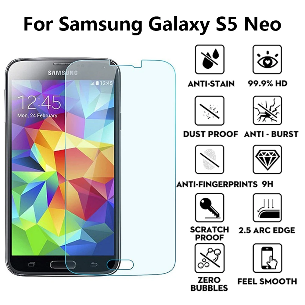 2 шт. S5 Закаленное стекло для Samsung Galaxy G900 G900F G900W Чехол Премиум-класса Защита экрана