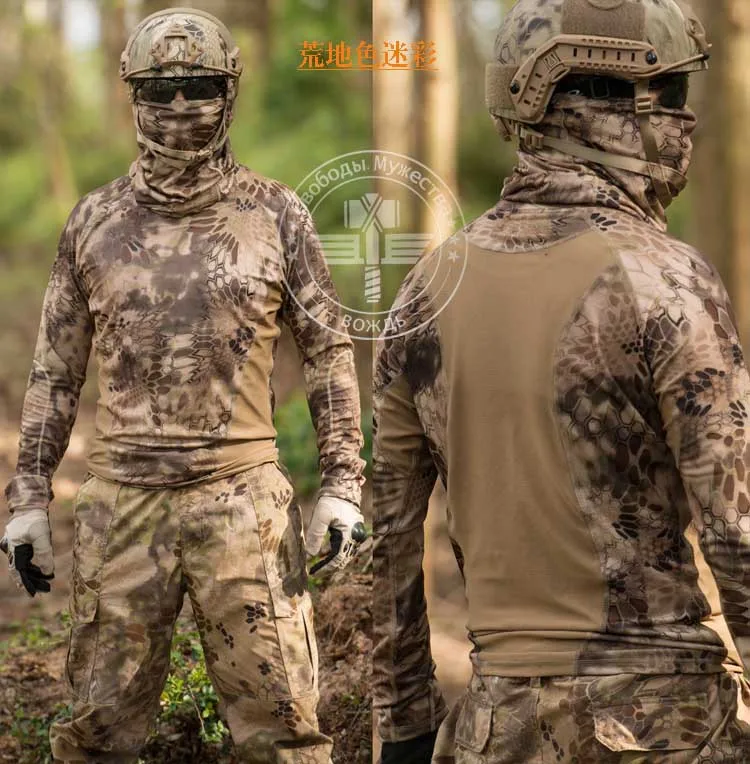 Tactical Crew Neck с длинным рукавом сетка TRU T футболка Kryptek Camo Highlander