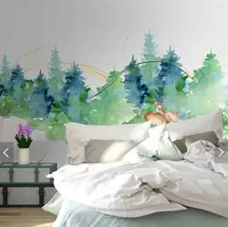 Nordic акварель Лось лес обои фрески для гостиной домашний Декор стены Бумага рулоны контактная бумага настроить