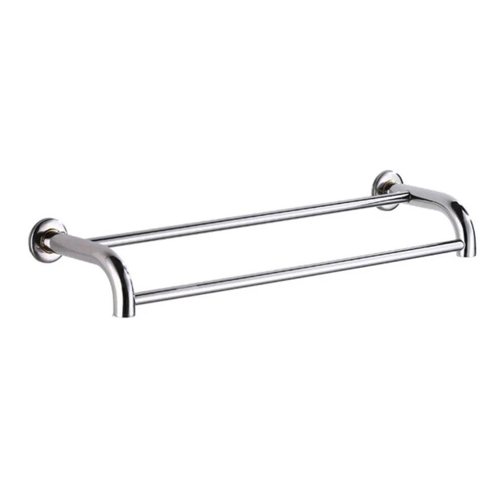 

Stainless Steel Anti-rust Bathroom Washroom Towel Rack Shelf Holder Wall Mounted Space-saving Double Rod Household Hanging Bar