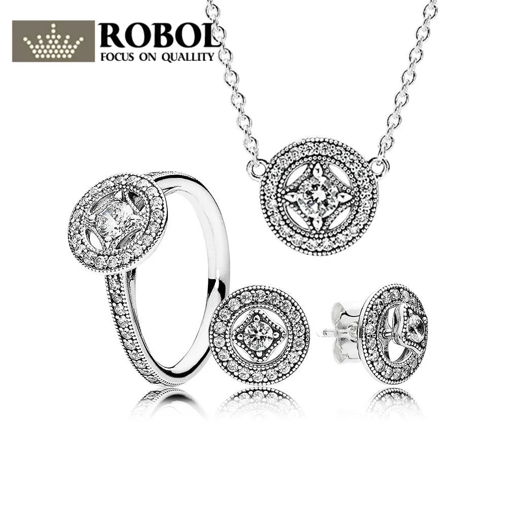

ROBOL YCS 100% 925 Sterling Silver SALE - Vintage Allure Gift Set Charms rings Fit DIY Original Jewelry A Set