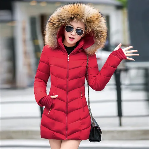 Parkas 2020 New Fashion Long Winter Jacket Women Slim Female Coat Thicken Parka Down Cotton Clothing Red Clothing Hooded Student womens long black puffer coat Coats & Jackets