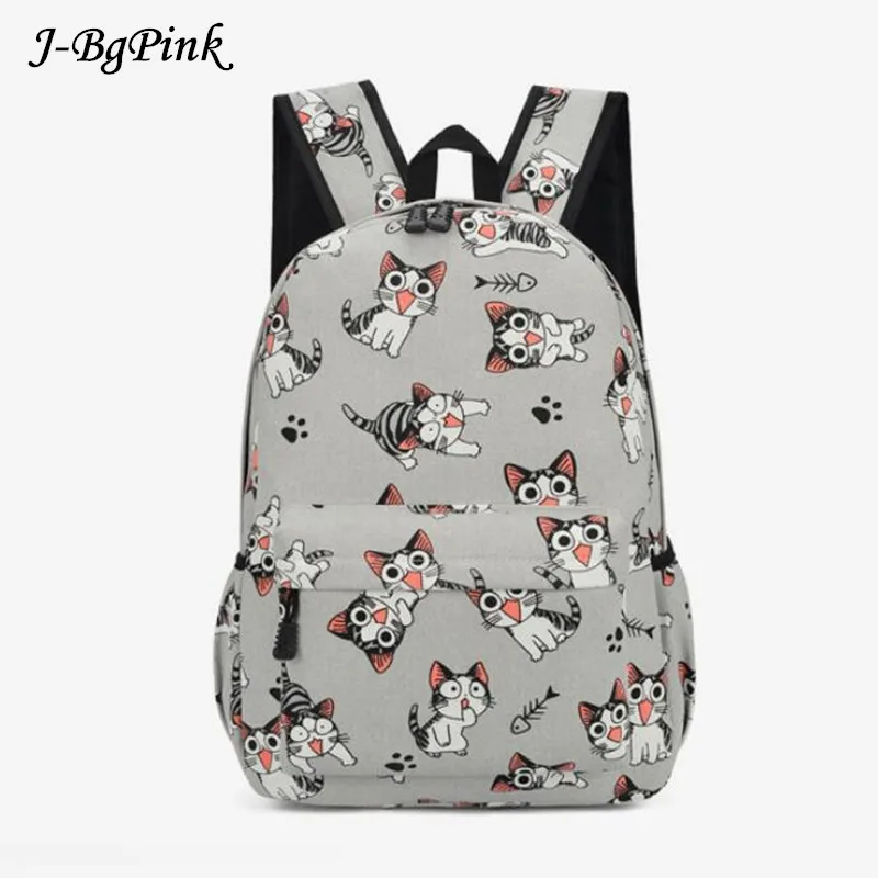 

Cute Cat Pattern Printing Girls Knapsack Trend Women Backpack Preppy Style Female College Students Back Pack Large