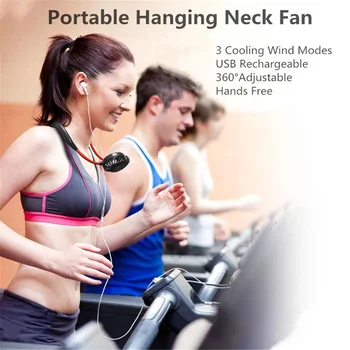 

Portable Hanging Neck Fan USB 2000mAh Rechargeable Neckband Mini Dual Fan Hands-free Air Cooler For Summer Outdoor Travel