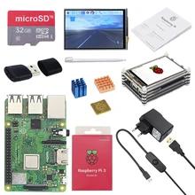Original raspberry pi 3 modelo b plus com wifi & bluetooth + 3.5 Polegada tela sensível ao toque + adaptador de alimentação caso dissipador de calor para respberry pi 3b +