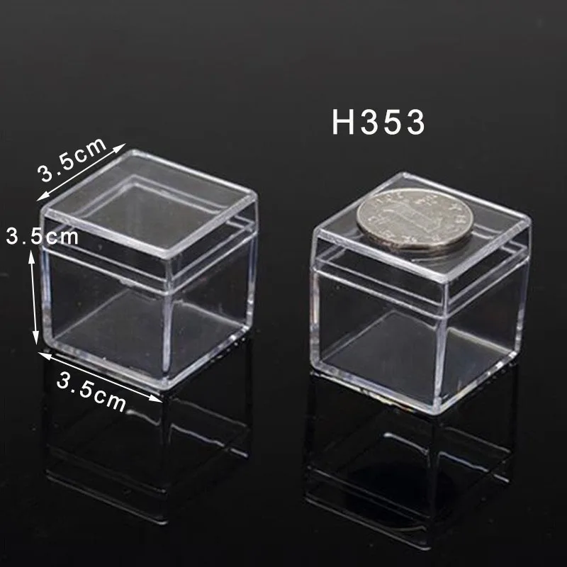 22 размера маленькие квадратные прозрачные PS пластиковые коробки для хранения для мини ювелирных изделий/бусин/поделок Чехол Контейнер дисплей упаковочная коробка - Цвет: H353 3.5x3.5x3.5cm