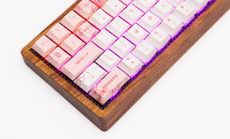 Colorway para Gh60 Cherry Profile Keycap Conjunto Grosso Pbt Plástico Sakura Flor Branco Rosa Xd64 Xd84 Xd96 Tada68 87 104 Dye Sub - Imagem 3