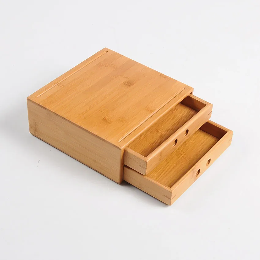 

Natural Bamboo Pu'er Tea Canister Box Wood Color Tea Tray Kung Fu Set Teaware Accessories Tea Tin Containers A