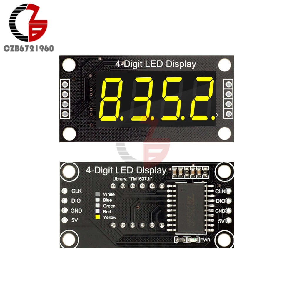 0,36 дюймов 4-значный 7-сегментный светодиодный Дисплей трубка TM1637 модуль 0,3" 4-разрядный красный зеленый цвет желтый, синий; размеры 34–43 Белый светодиодный Цвет для Arduino