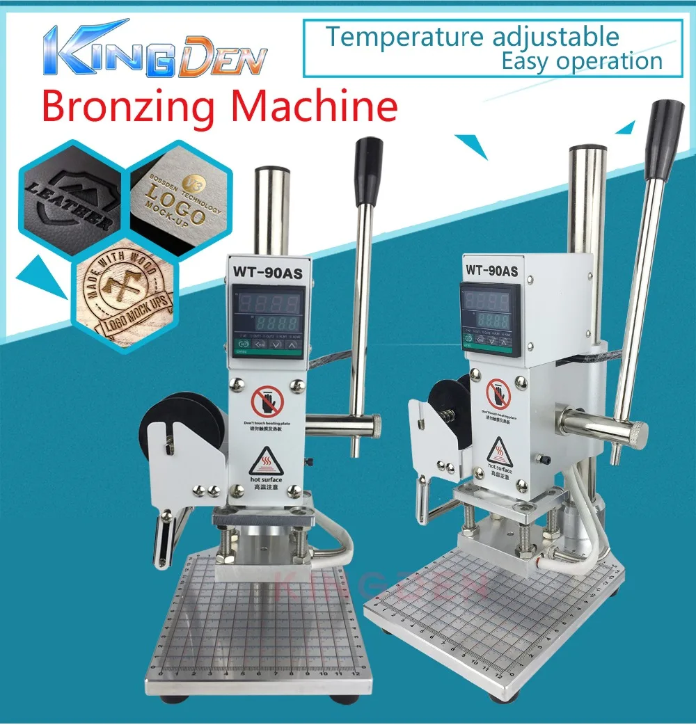 

KINGDEN Leather Wood Paper Bronzing Machine Desktop Logo Stamping Machine PU PVC Wedding Card Printing Brand Embossing Tool