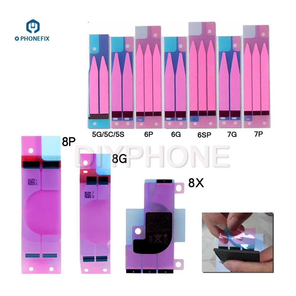 

PHONEFIX Battery Adhesive Sticker Battery Repair for iPhone 6 6P 6S 7 7Plus 8 8P X Double Tape Pull Trip Glue Replacement Parts
