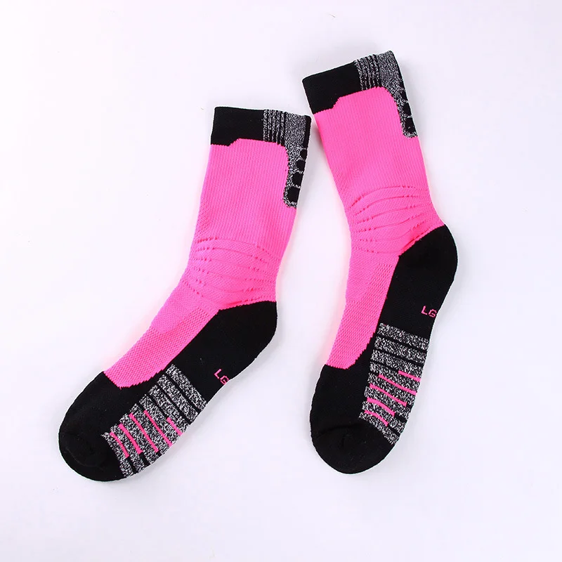 Мужские спортивные носки, толстые махровые носки для тенниса с буквенным принтом, носки до середины икры, защищающие лодыжки, спортивные носки для велоспорта, европейские размеры 39-45