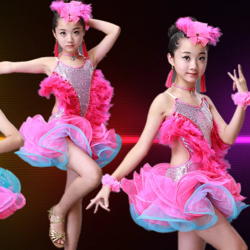 

Children Professional Latin Dance Dress for Girls Ballroom Dance Competition Dresses kids Modern Waltz/tango / Cha Cha Costumes
