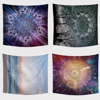 

Stylish Mandala Pattern Wall Hanging Tapestry Decorative Print Decor Tapestries Geometric Diamond Beach Towel Throw Blanket Rugs