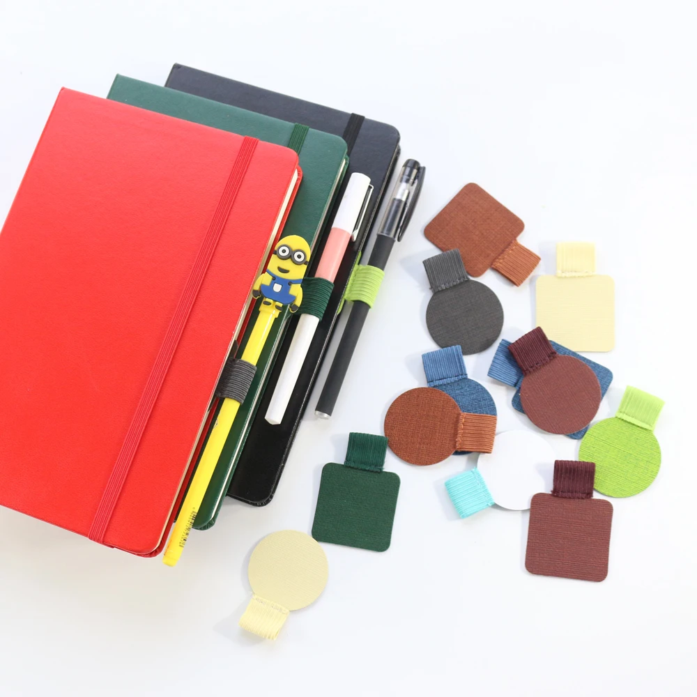 Domikee классический тканевый кожаный эластичный офисный школьный липкий держатель для ручек блокноты канцелярские товары, 8 цветов 2 шт