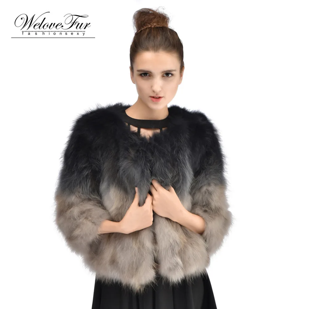 Winter Genuine Raccoon Fur Jacket Women Warm Fur Coat Nature Raccoon