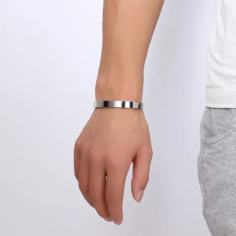 Metal Bracelet Stainless Steel Bracelet ZORCVENS Women and Men 8mm Width Surface Bracelet Bangle 4 Color Silver Gold Black Rose Gold