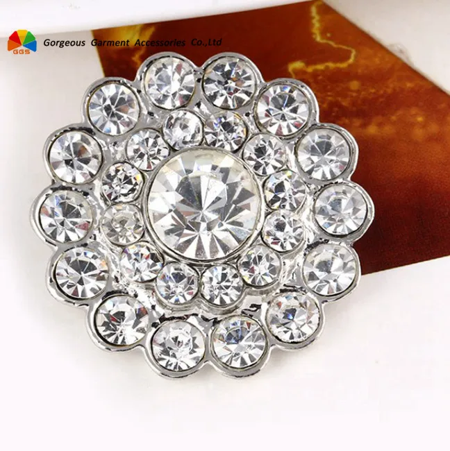 

50pcs 25mm Round Metal Crystal Button Rhinestone Centerpieces with loop DIY Hair Accessory Browband Wedding Decoration